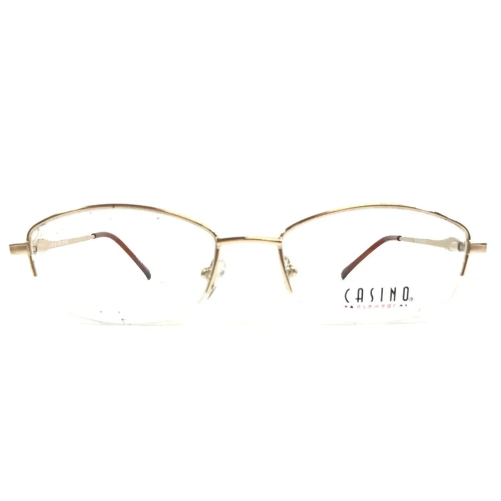 Casino Eyewear Eyeglasses Frames A-131 GOLD Rectangle Half Rim 51-16-140